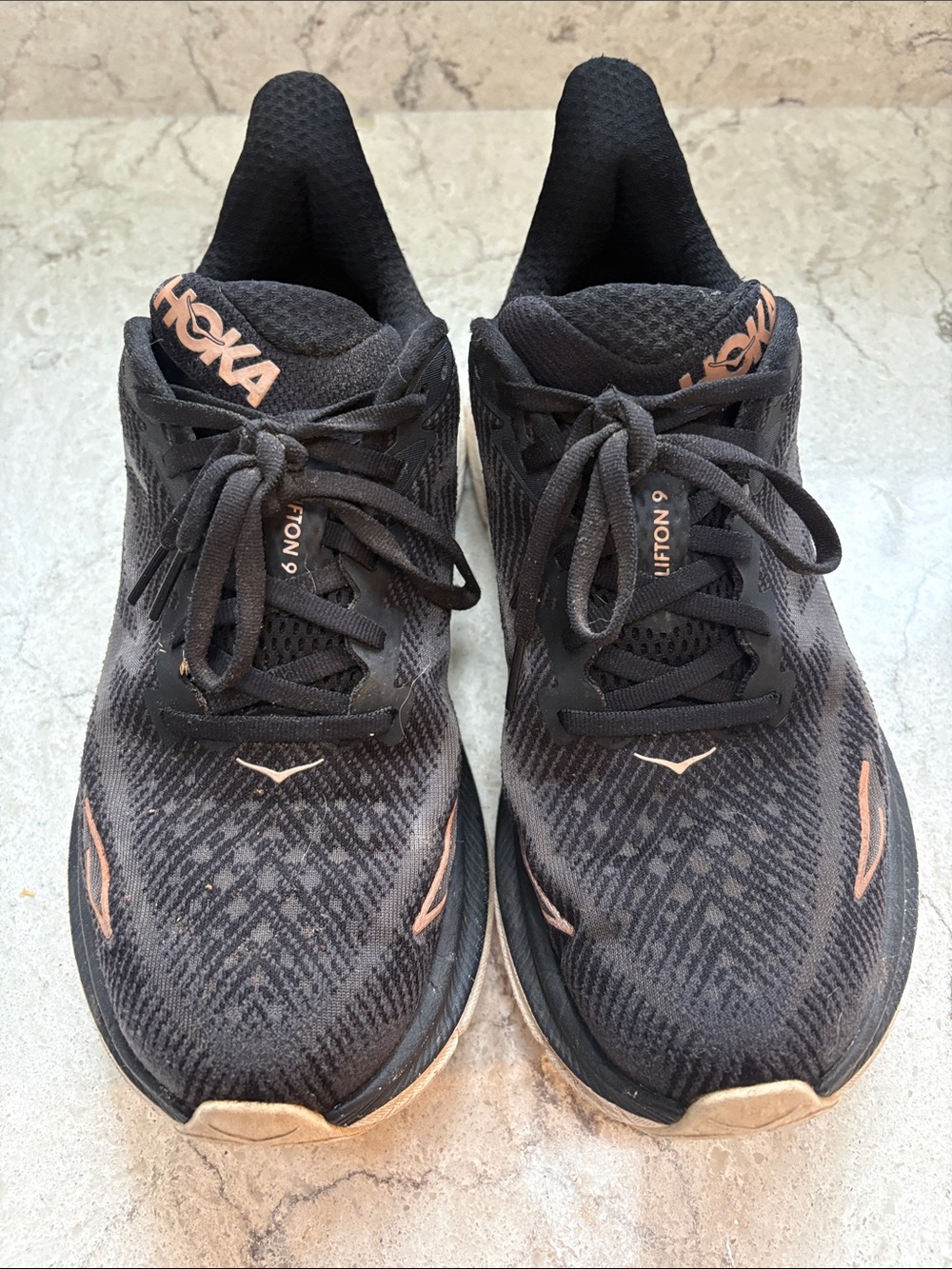 Hoka Women's Running Shoes - Black with Rose Gold Accents